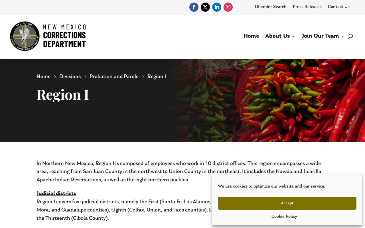 NMCD Region I contact path for San Miguel County parole and probation